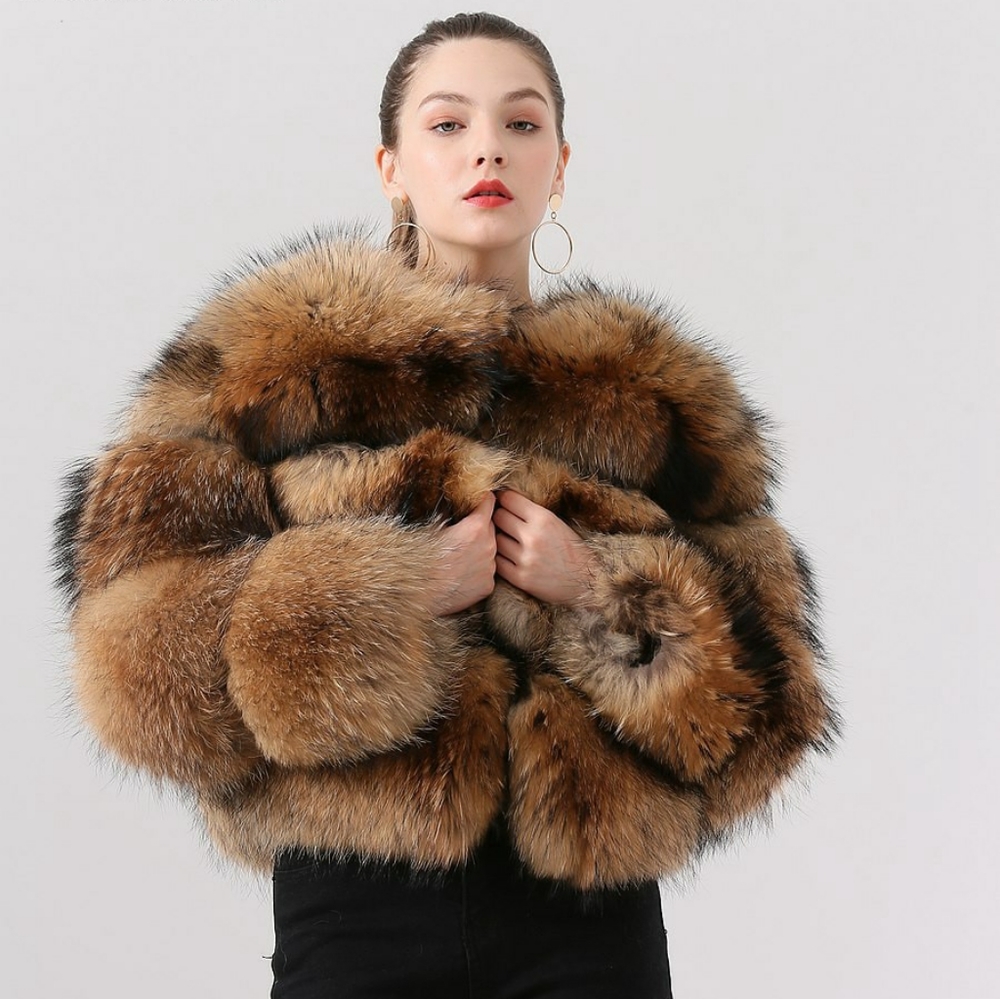 Custom made Natural Raccoon Fur Coat